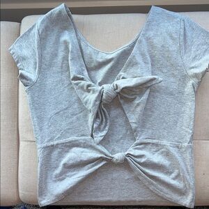 Buckle Light Gray Knotted Back Tee